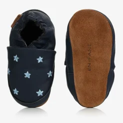 EN FANT Blue Leather Stars Slippers Discount
