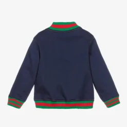Gucci Blue Logo Bomber Jacket Discount