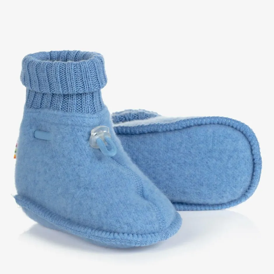 Joha Blue Merino Wool Baby Booties Sale