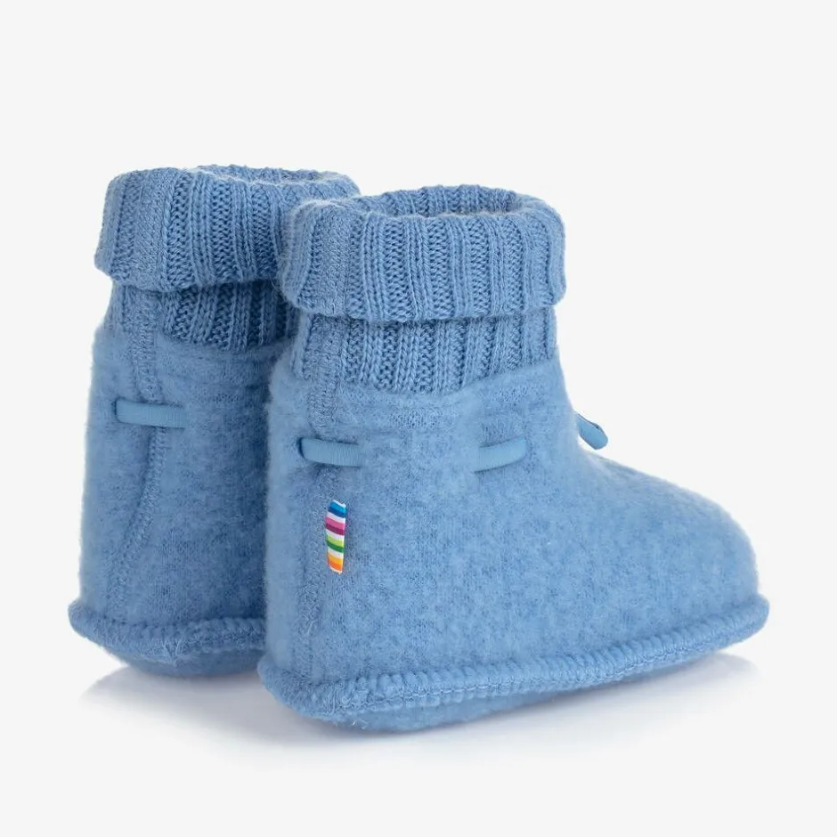 Joha Blue Merino Wool Baby Booties Sale