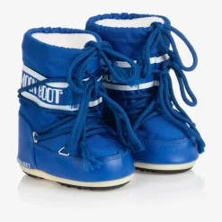 Moon Boot Blue Mini Nylon Snow Boots