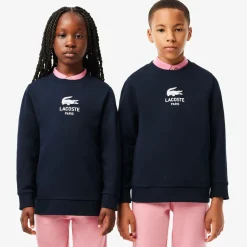 Lacoste Blue Organic Cotton Crocodile Logo Sweatshirt Sale