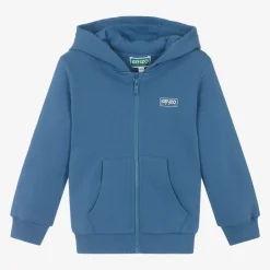 KENZO KIDS Blue Organic Cotton Zip-Up Top Clearance