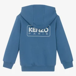 KENZO KIDS Blue Organic Cotton Zip-Up Top Clearance