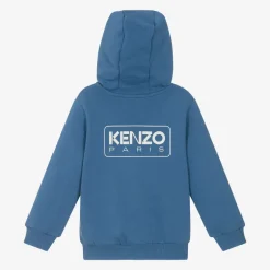 KENZO KIDS Blue Organic Cotton Zip-Up Top Clearance