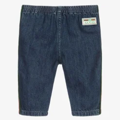 Gucci Blue Organic Denim Baby Trousers Sale