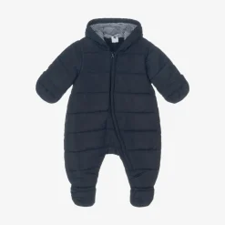Petit Bateau Blue Padded Baby Snowsuit Clearance