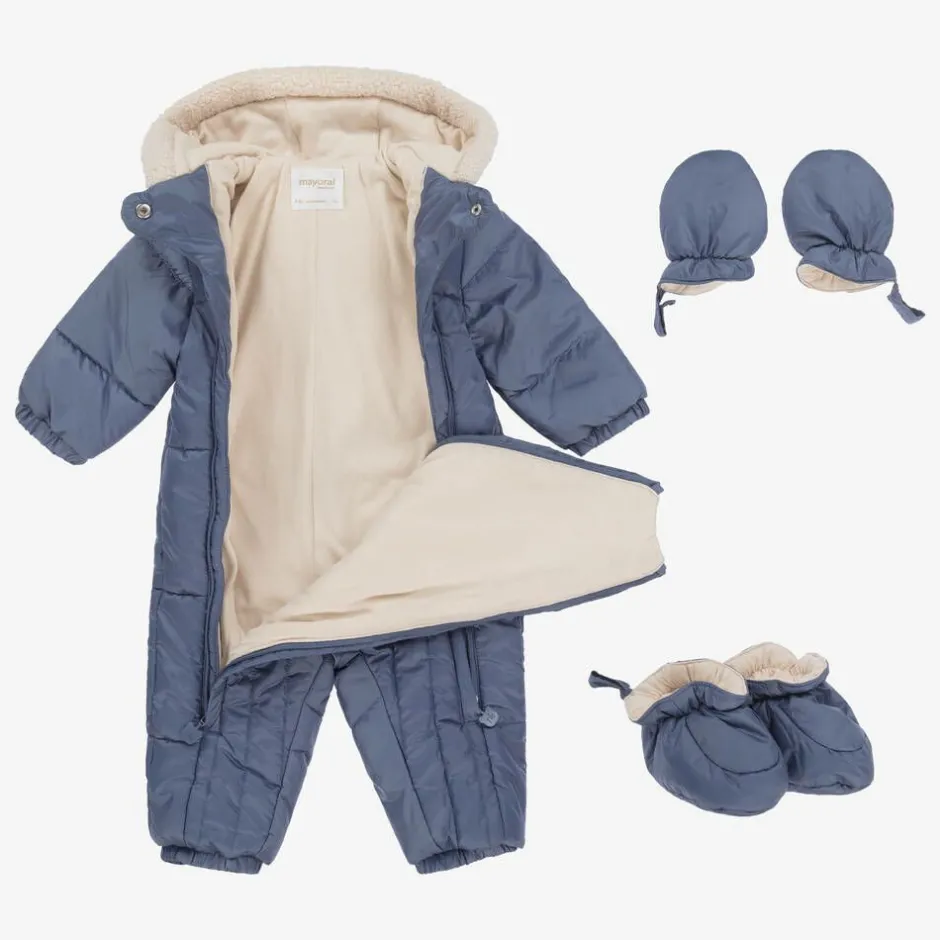 Mayoral Blue Padded Baby Snowsuit Outlet