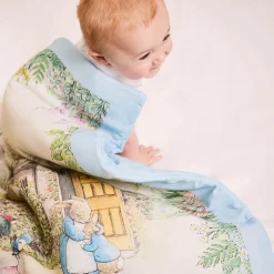 Peter Rabbit™ by Childrensalon Blue Padded Linen & Cotton Blanket (95cm) New