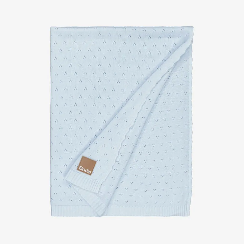 Elodie Blue Pointelle Baby Blanket (100cm) Sale