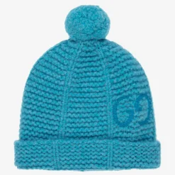 Gucci Blue Pom-Pom Wool Hat Clearance