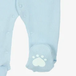 Guess Blue Ribbed Cotton Babygrow Set New