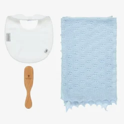 G.H.Hurt amp; Son Blue Shawl & Bib Baby Gift Set Outlet