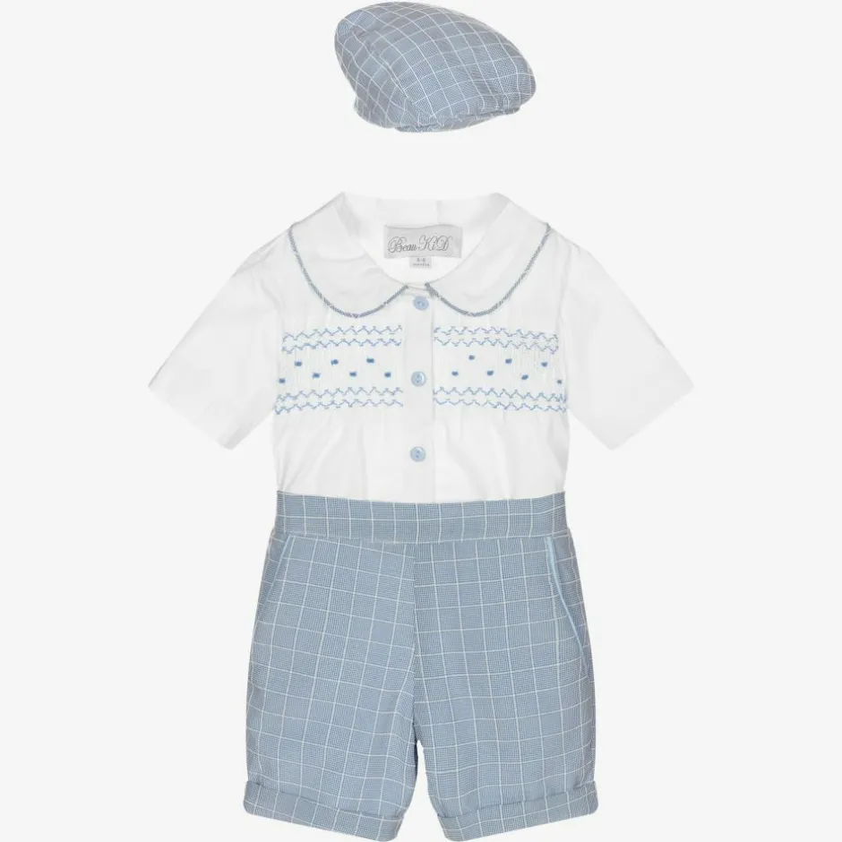 Beau KiD Blue Smocked Baby Shorts Set Clearance
