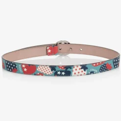 Gucci Blue Strawberry Print GG Belt Clearance