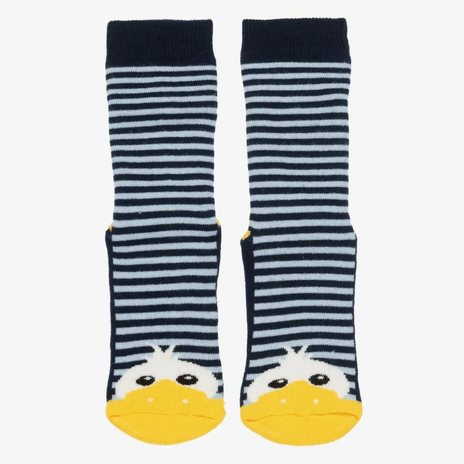 Country Kids Blue Striped Duck Slipper Socks Discount