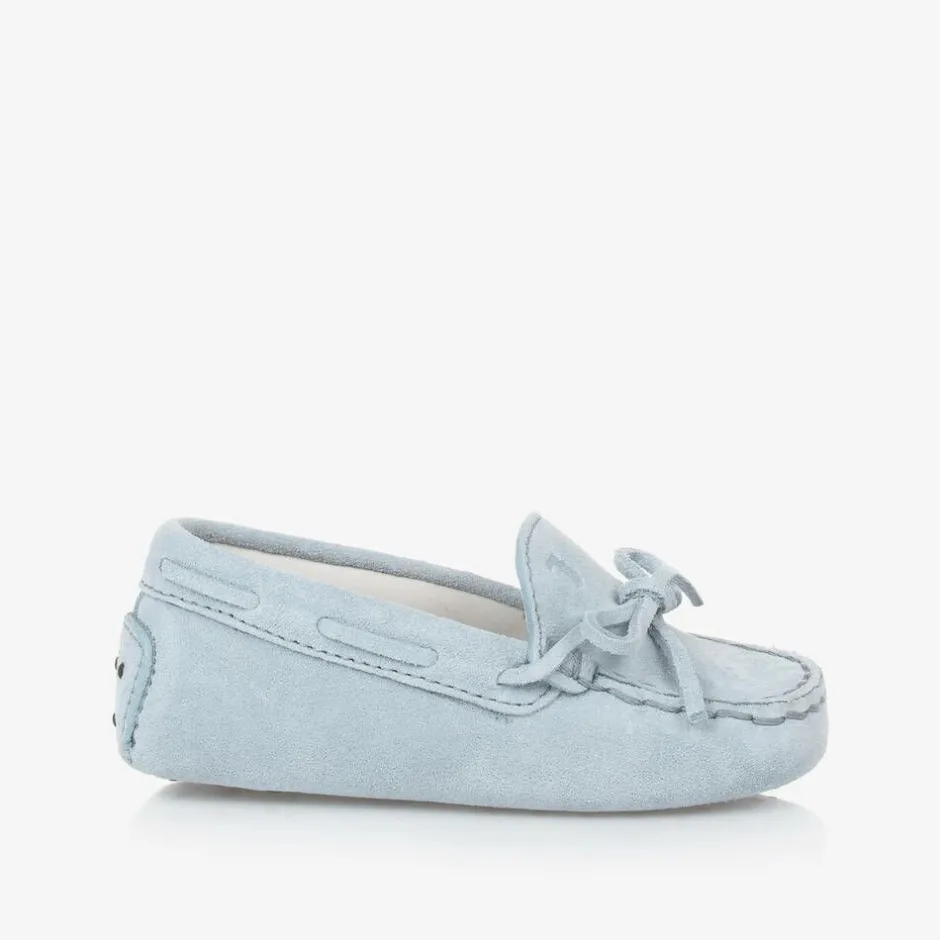 Tods Blue Suede Leather Pre-Walker Moccasins Best