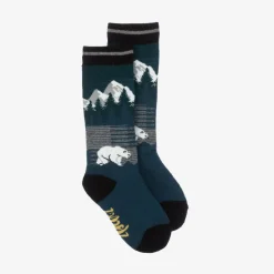 Deux par Deux Blue Thermal Wool Mountain Socks Clearance