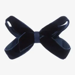 Peach Ribbons Blue Velvet Bow Clip (7cm) Discount