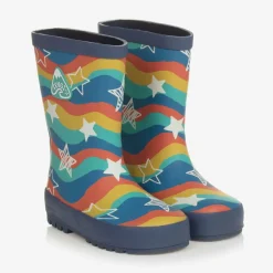 Frugi Blue Wavy Stripes & Stars Rain Boots Best