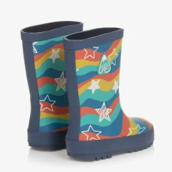 Frugi Blue Wavy Stripes & Stars Rain Boots Best