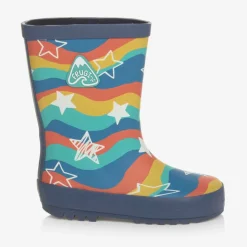 Frugi Blue Wavy Stripes & Stars Rain Boots Best