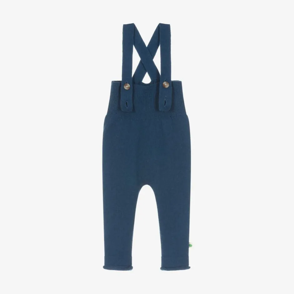 The Bonniemob Blue Wool & Organic Cotton Knit Dungarees Discount