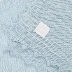 English Trousseau Blue Wool Baby Shawl (122cm) New