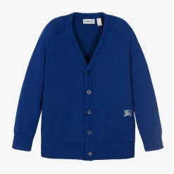 Burberry Blue Wool Knit EKD Cardigan Online