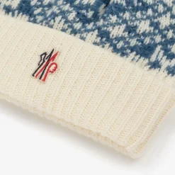 Moncler Enfant Blue Wool Pom-Pom Beanie Hat