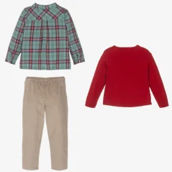 Babidu Boys Beige & Red Cotton Trouser Set Hot