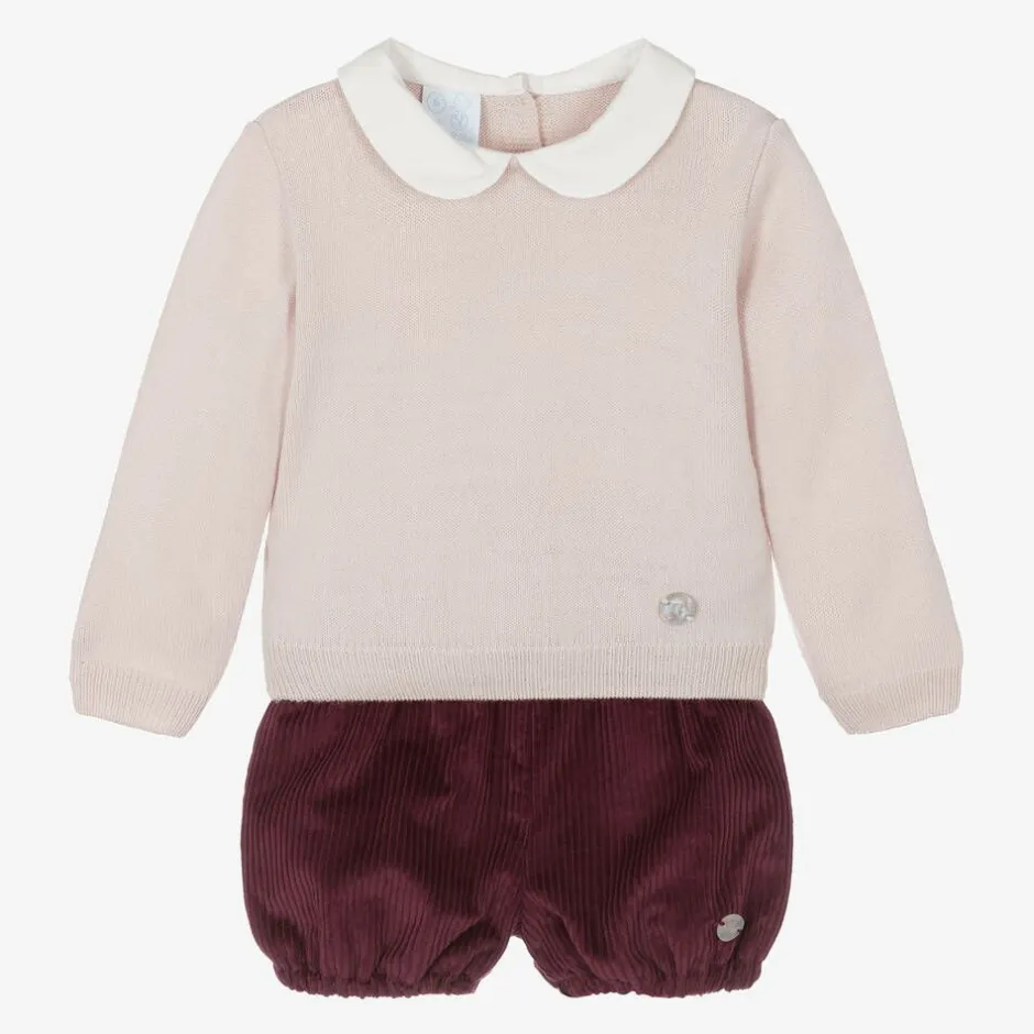 Artesanía Granlei Boys Beige & Red Shorts Set New