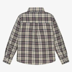 Dr. Kid Boys Beige Check Cotton Shirt Discount