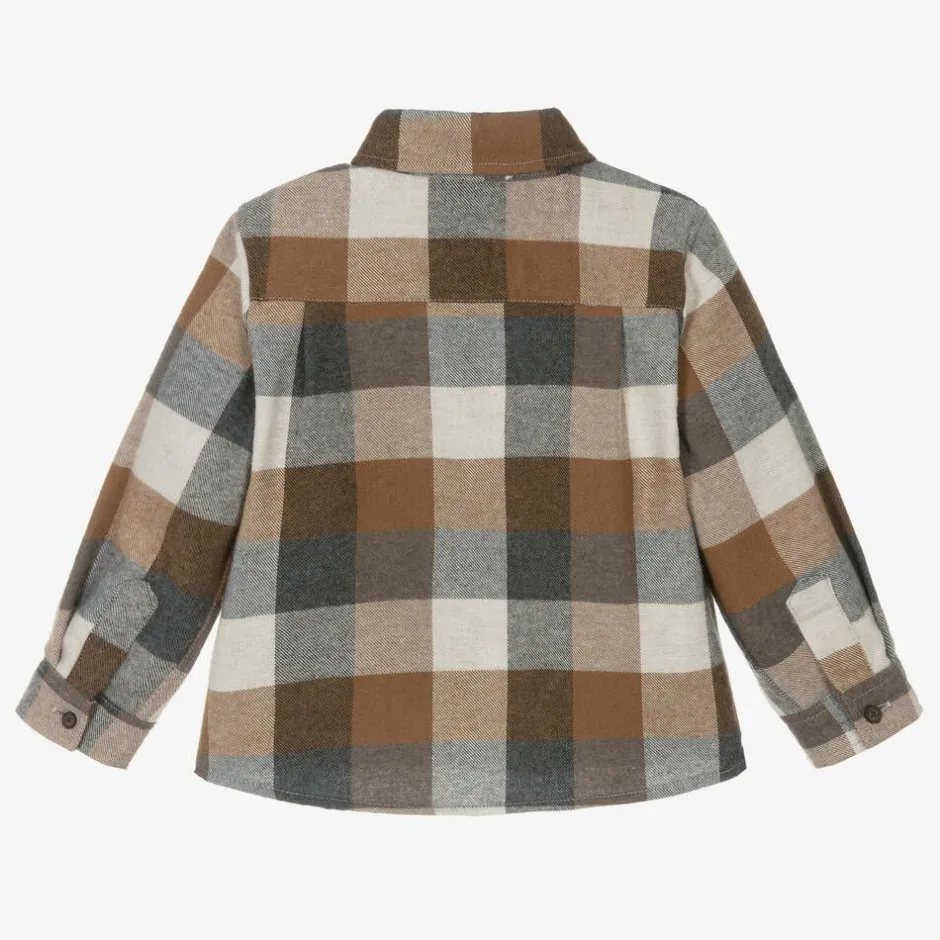 Patachou Boys Beige Check Cotton Shirt Online