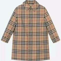 Burberry Boys Beige Check Reversible Car Coat Sale