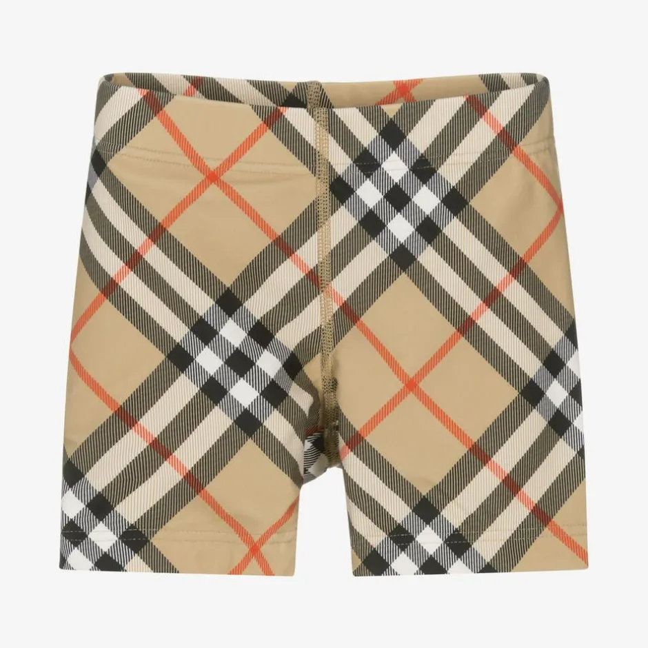 Burberry Boys Beige Check Swim Shorts SandCheck Discount