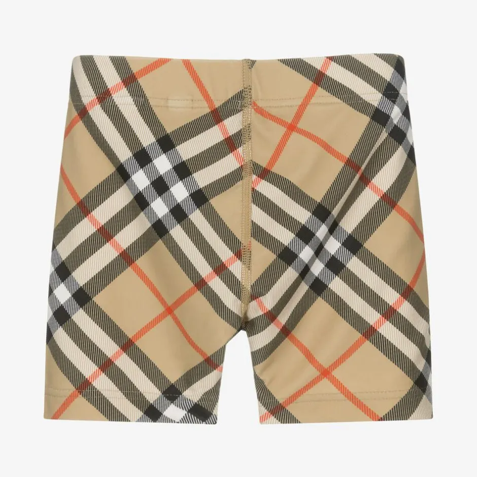 Burberry Boys Beige Check Swim Shorts SandCheck Discount