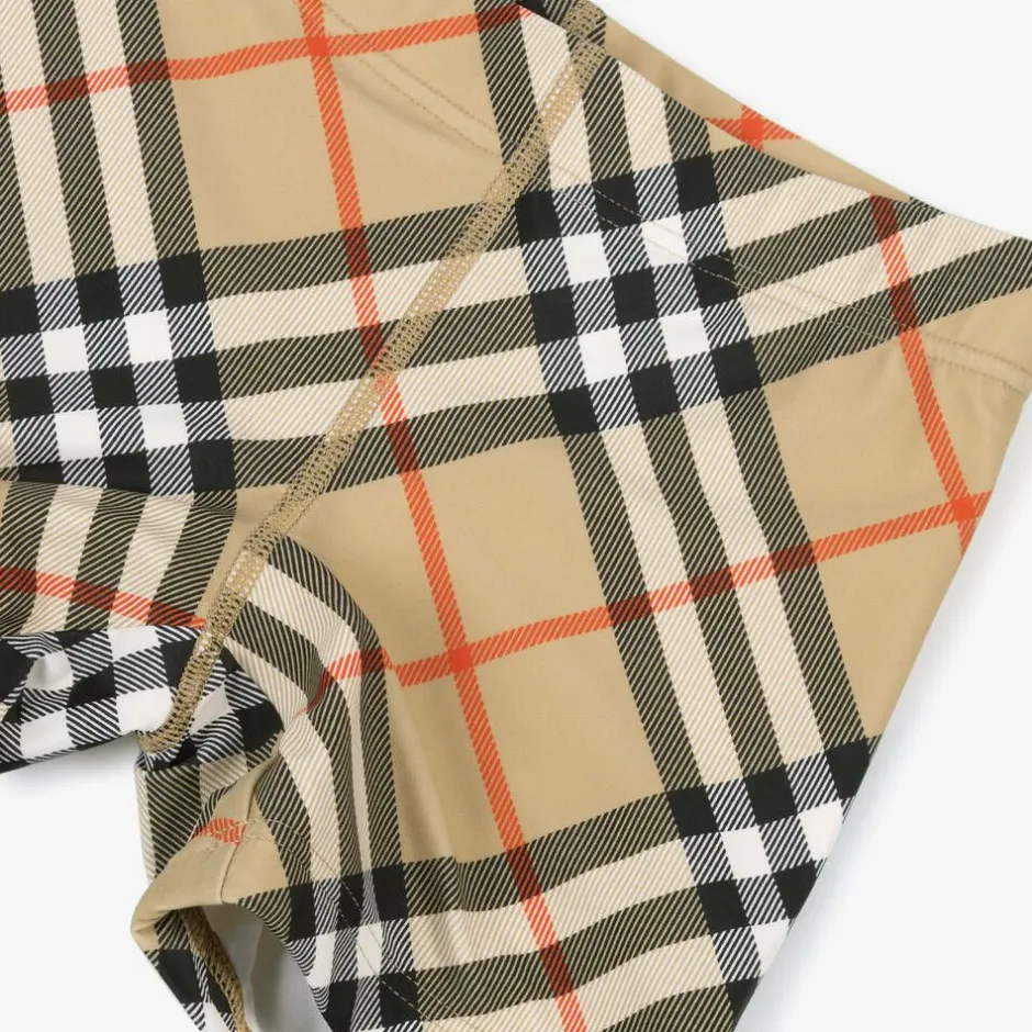 Burberry Boys Beige Check Swim Shorts SandCheck Discount