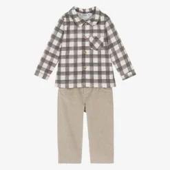 Babidu Boys Beige Corduroy Trouser Set Online