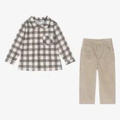 Babidu Boys Beige Corduroy Trouser Set Online
