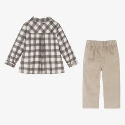 Babidu Boys Beige Corduroy Trouser Set Online