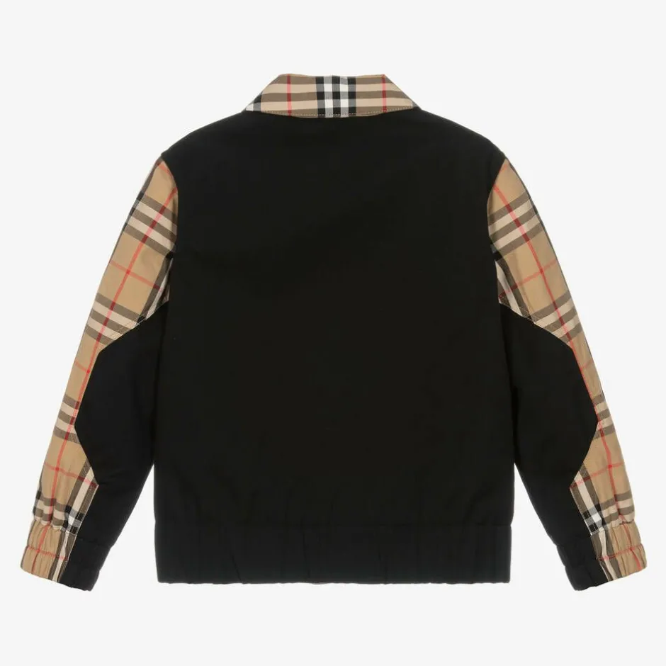 Burberry Boys Beige Cotton Check Zip-Up Jacket Best