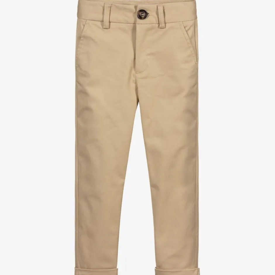 Childrensalon Occasions Boys Beige Cotton Chino Trousers Sale