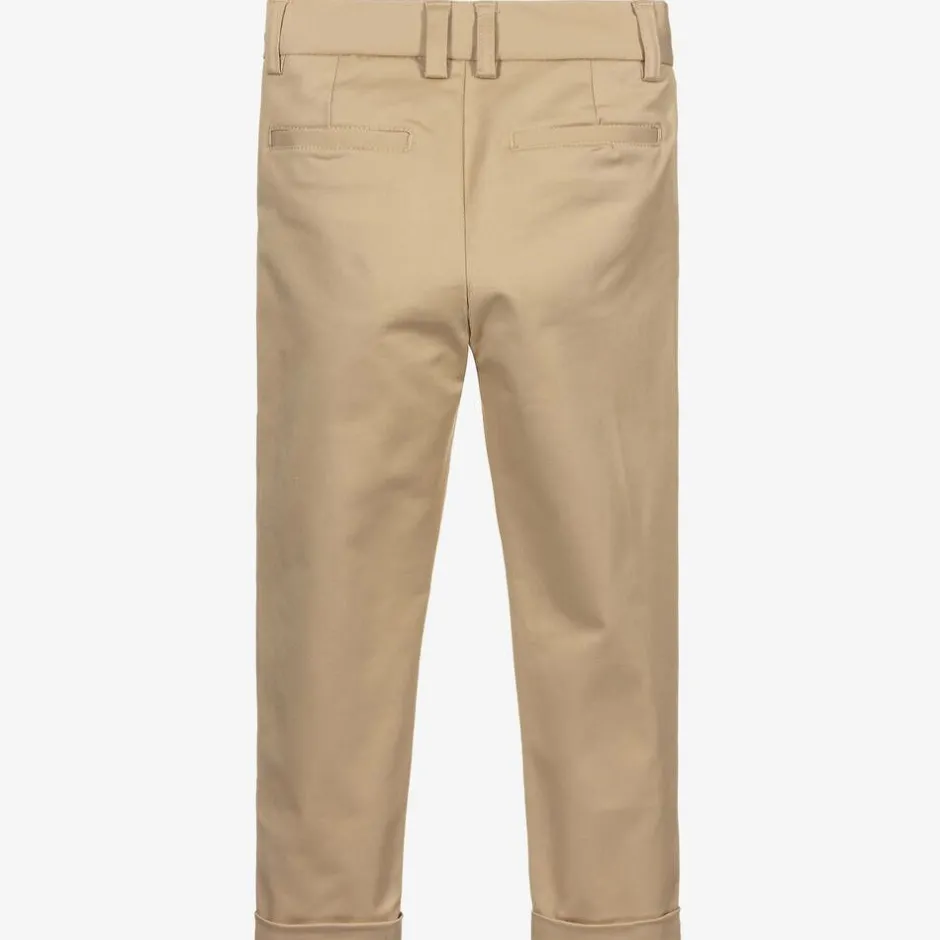 Childrensalon Occasions Boys Beige Cotton Chino Trousers Sale