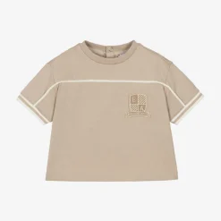 Emporio Armani Boys Beige Cotton Crest T-Shirt Hot