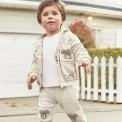 Mayoral Boys Beige Cotton Dog Print Tracksuit Set Hot