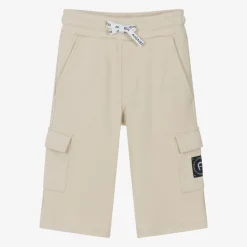 AIGNER Boys Beige Cotton Piqué Cargo Shorts New