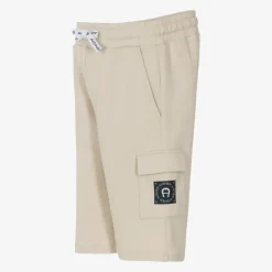 AIGNER Boys Beige Cotton Piqué Cargo Shorts New