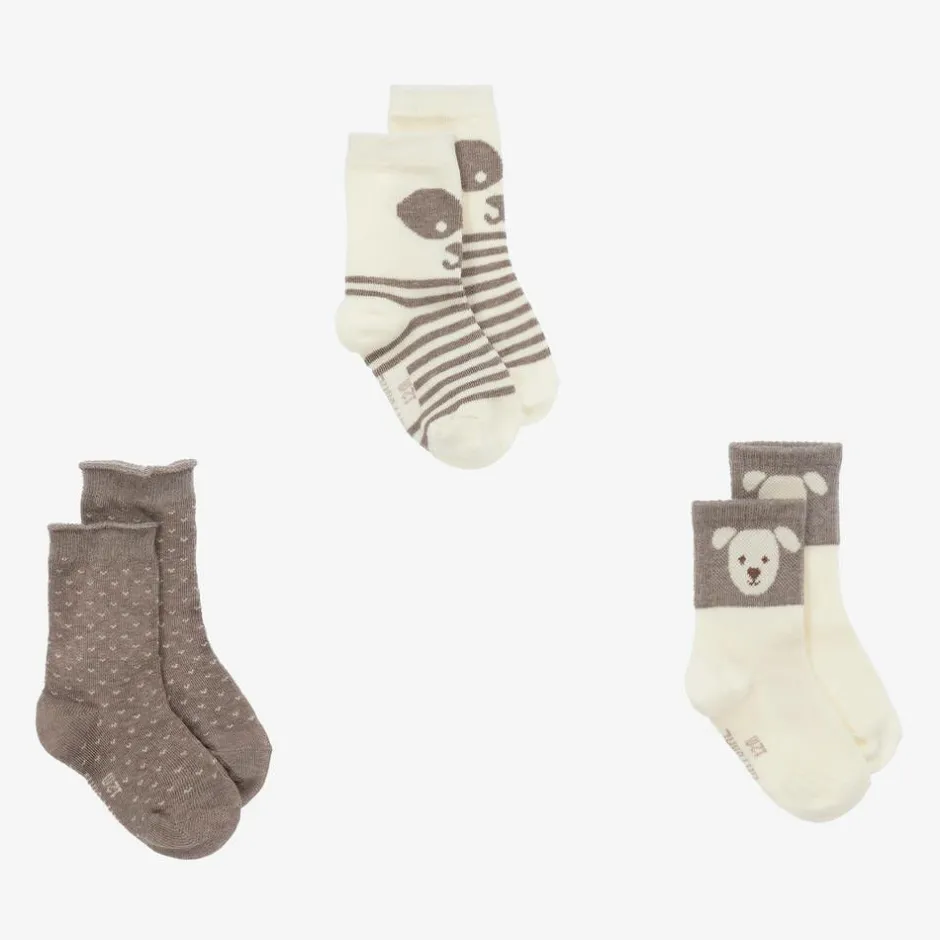Mayoral Boys Beige Cotton Puppy Socks (3 Pack) Clearance