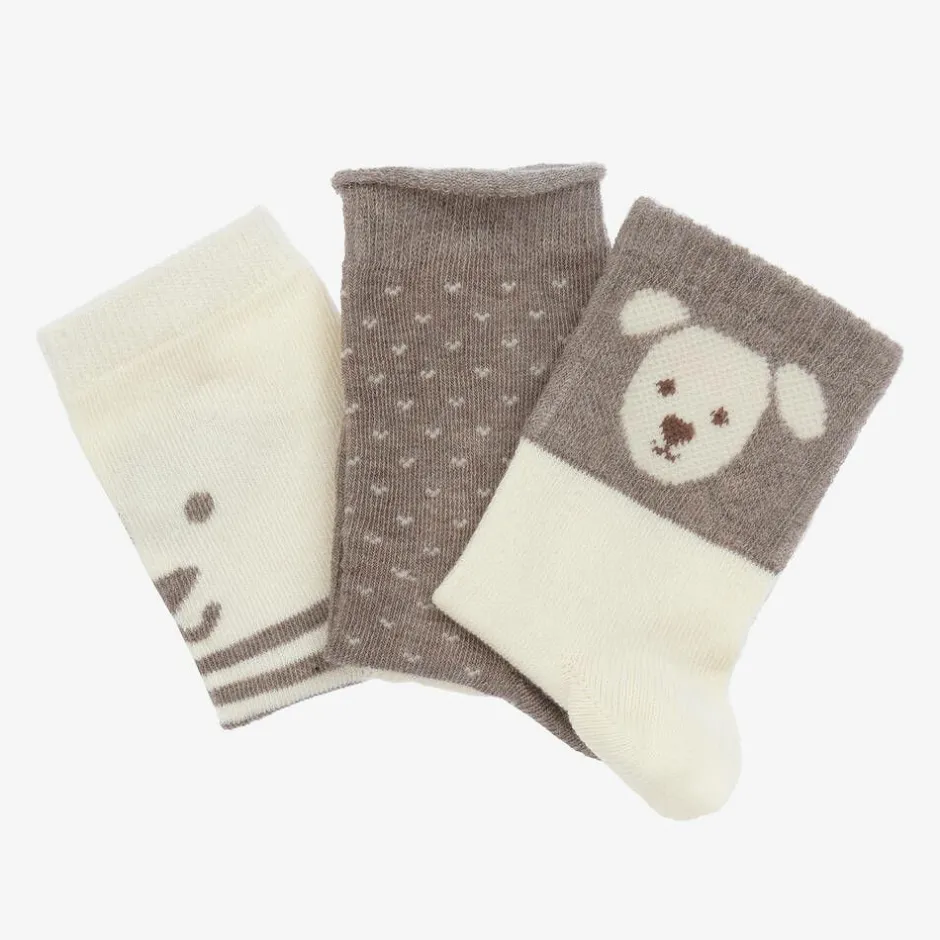 Mayoral Boys Beige Cotton Puppy Socks (3 Pack) Clearance